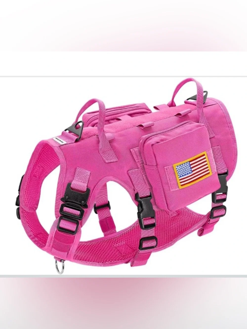 Forest paw Tactical Dog Harness for Large Dogs,Service Dog Vest,Hot Pink.Lrg. Ne